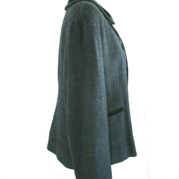 Wool/Viscose Blue Black Blazer Tweed Jacket Sie 44 - Picture 2 of 6